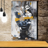 Abstarct Unique Face Art African Woman Mixed Color, Canvas Prints Wall Art Decor, Painting Canvas