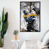 Abstarct Unique Face Art African Woman Mixed Color, Framed Canvas Prints Wall Art Decor, Floating Frame