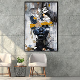 Abstarct Unique Face Art African Woman Mixed Color, Framed Canvas Prints Wall Art Decor, Floating Frame