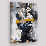 Abstarct Unique Face Art African Woman Mixed Color, Canvas Prints Wall Art Decor, Painting Canvas