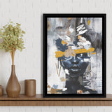 Abstarct Unique Face Art African Woman Mixed Color, Framed Canvas Prints Wall Art Decor, Floating Frame