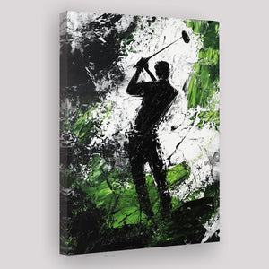 Abstract Man Palying Golf, Oil Painting, Golf Art Print, Gift for him, Canvas Print Wall Art