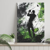 Abstract Man Palying Golf, Oil Painting, Golf Art Print, Gift for him, Canvas Print Wall Art