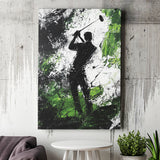 Abstract Man Palying Golf, Oil Painting, Golf Art Print, Gift for him, Canvas Print Wall Art