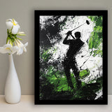 Abstract Man Palying Golf, Oil Painting, Golf Art, Gift for him, Framed Art Print Wall Decor