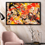 Abstract Mixed Color Red Black Yellow, Framed Canvas Painting, Framed Canvas Prints Wall Art Decor