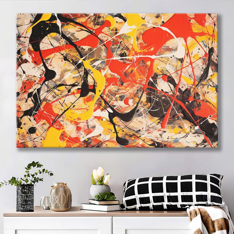 Abstract Mixed Color Red Black Yellow, Canvas Painting, Canvas Prints Wall Art Decor
