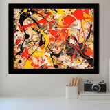 Abstract Mixed Color Red Black Yellow, Framed Art Print Wall Decor, Framed Picture