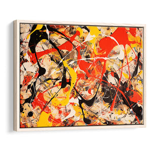 Abstract Mixed Color Red Black Yellow, Framed Canvas Painting, Framed Canvas Prints Wall Art Decor