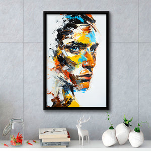 Abstract Unique Man Face Oil Painting, Framed Canvas Painting, Framed Canvas Prints Wall Art Decor