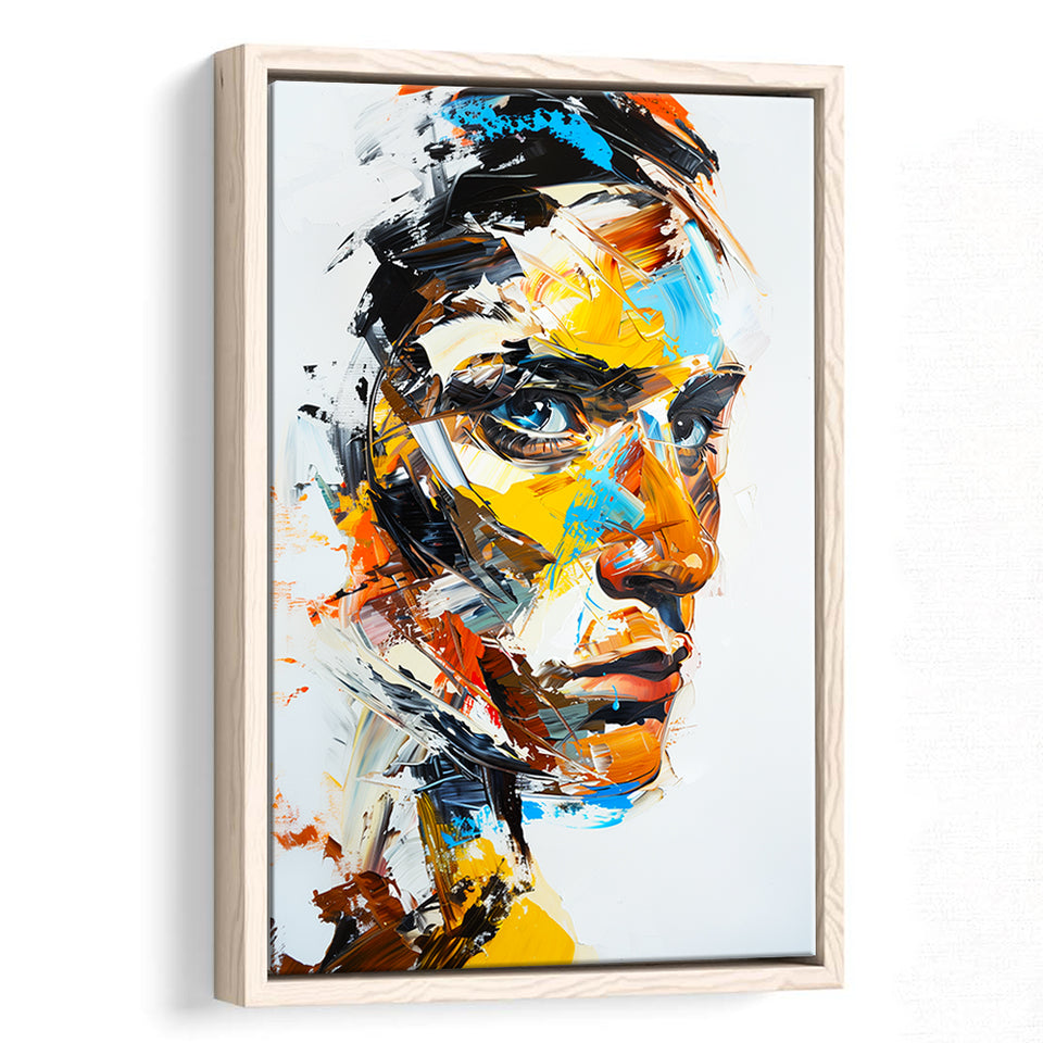 Abstract Unique Man Face Oil Painting, Framed Canvas Painting, Framed Canvas Prints Wall Art Decor