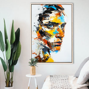 Abstract Unique Man Face Oil Painting, Framed Canvas Painting, Framed Canvas Prints Wall Art Decor