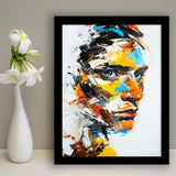 Abstract Unique Man Face Oil Painting, Framed Art Print Wall Decor, Framed Picture