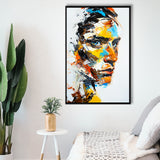 Abstract Unique Man Face Oil Painting, Framed Canvas Painting, Framed Canvas Prints Wall Art Decor