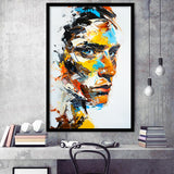Abstract Unique Man Face Oil Painting, Framed Art Print Wall Decor, Framed Picture