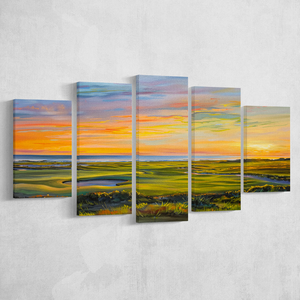 Acrylic Painting Overview Kiawah Island Golf Resort, Golf Art Print, Mixed 5 Panel, Canvas Prints Wall Art