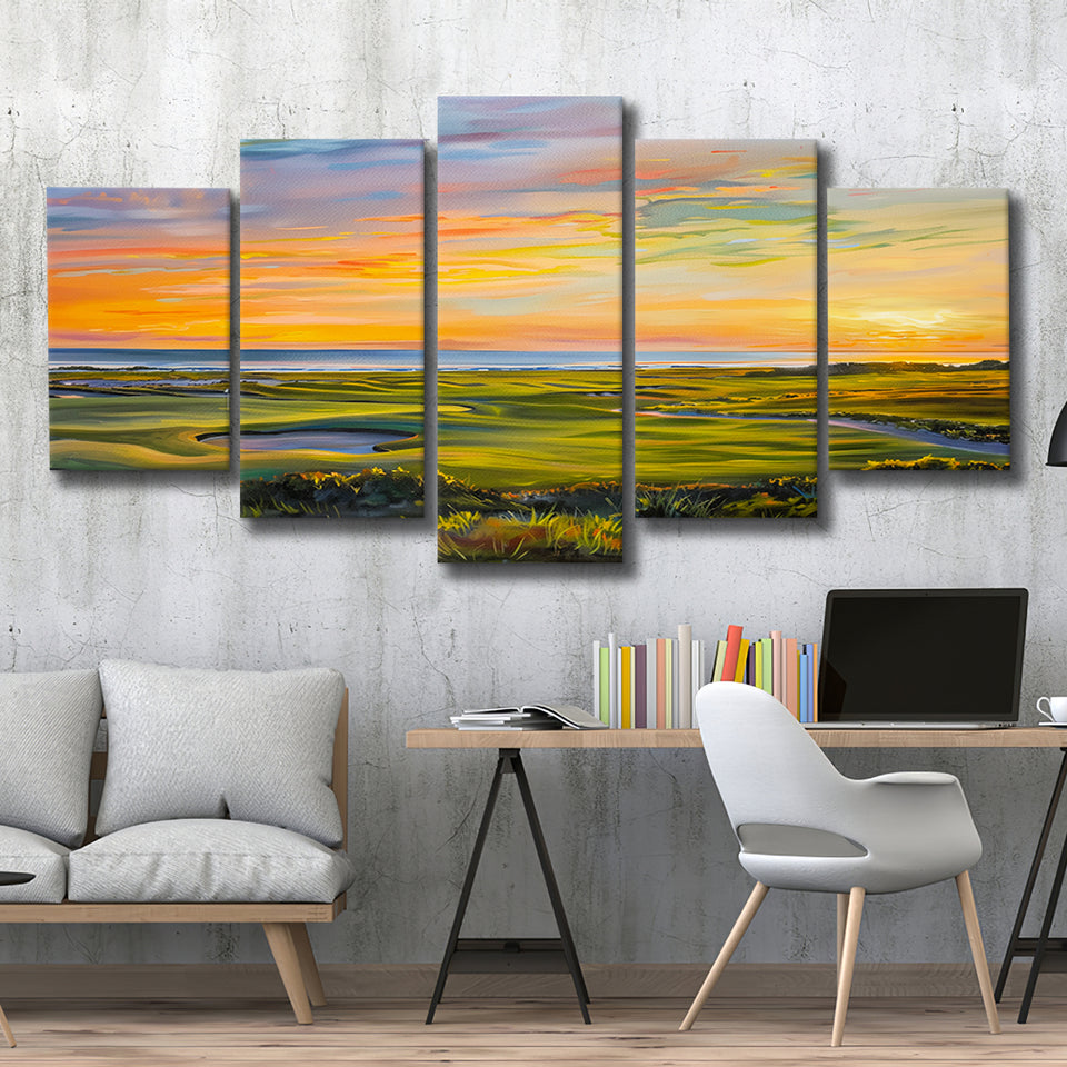 Acrylic Painting Overview Kiawah Island Golf Resort, Golf Art Print, Mixed 5 Panel, Canvas Prints Wall Art