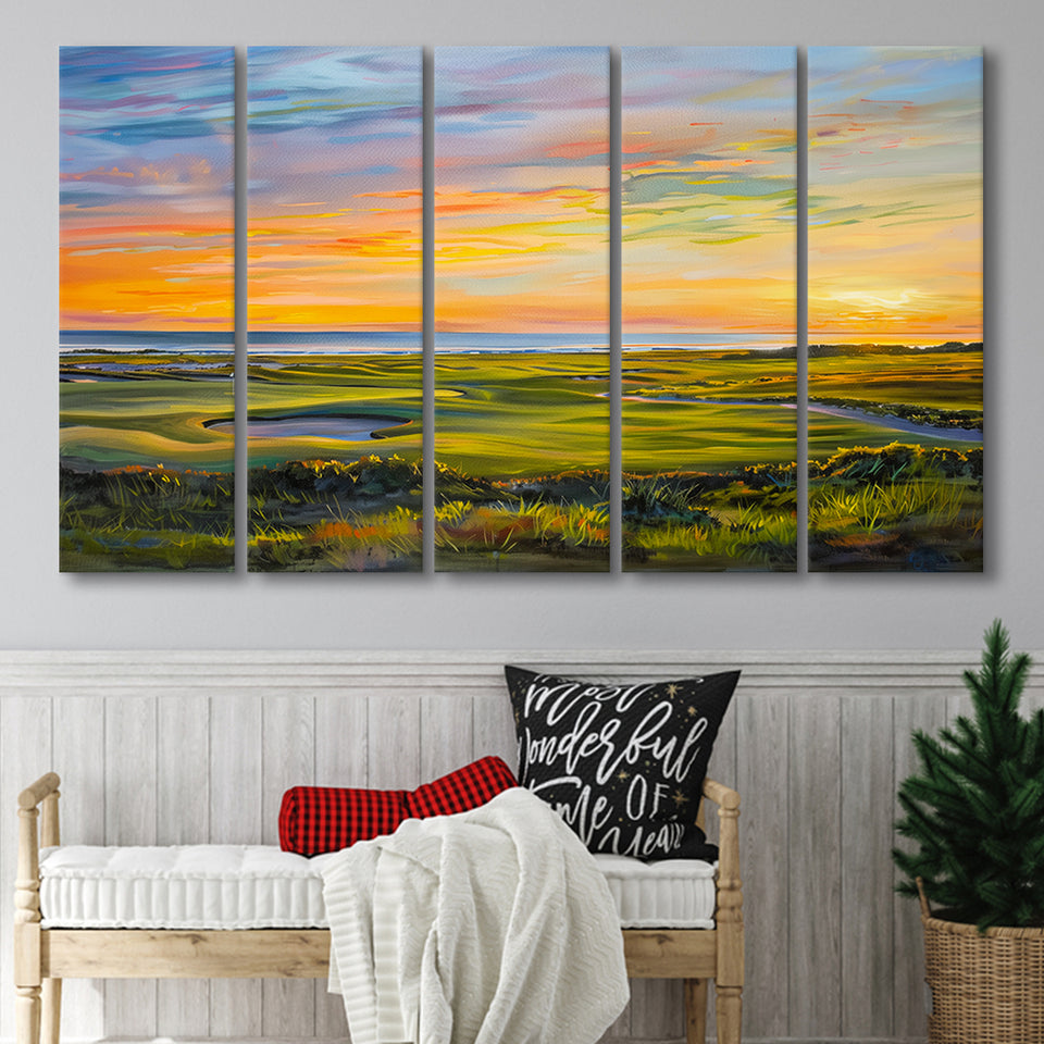 Acrylic Painting Overview Kiawah Island Golf Resort, Golf Art Print, Extra Large 5 Panel, Canvas Prints Wall Art