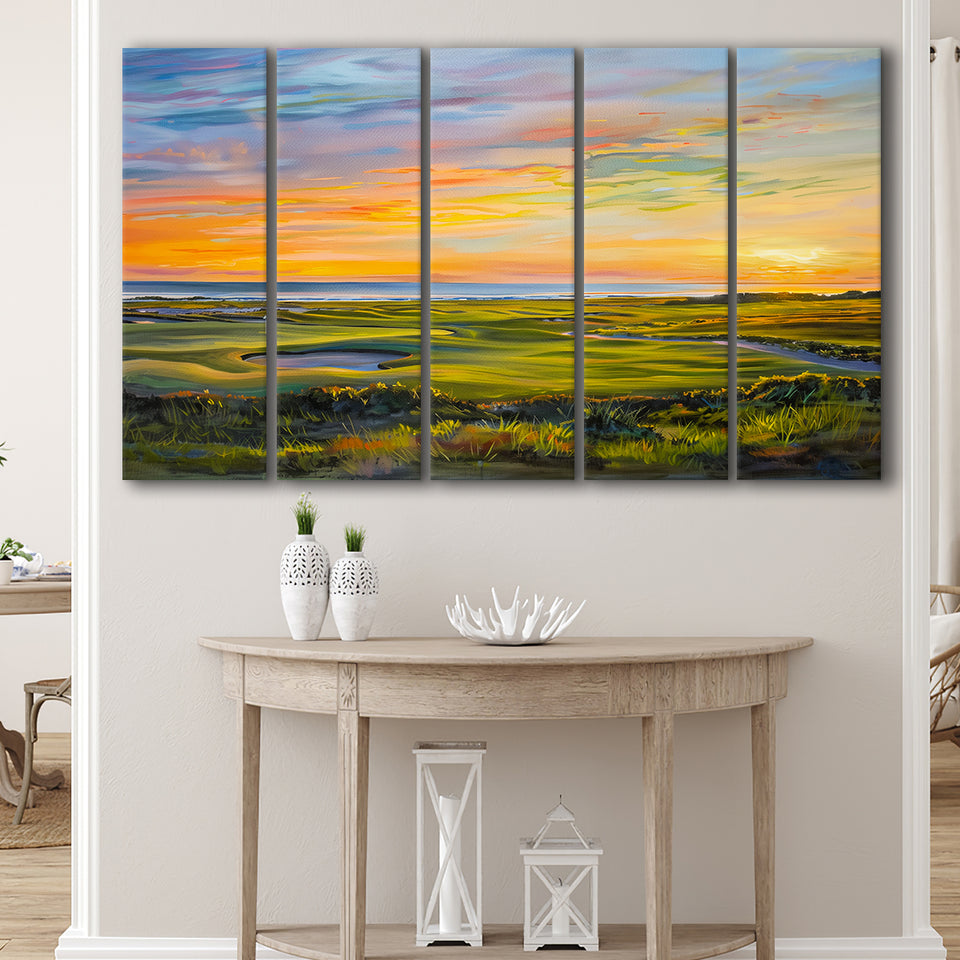 Acrylic Painting Overview Kiawah Island Golf Resort, Golf Art Print, Extra Large 5 Panel, Canvas Prints Wall Art