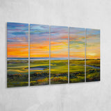 Acrylic Painting Overview Kiawah Island Golf Resort, Golf Art Print, Extra Large 5 Panel, Canvas Prints Wall Art