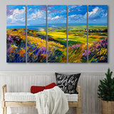 Acrylic Painting St. Andrews Golf Club Old Course, Golf Art Print, Extra Large 5 Panel, Canvas Prints Wall Art