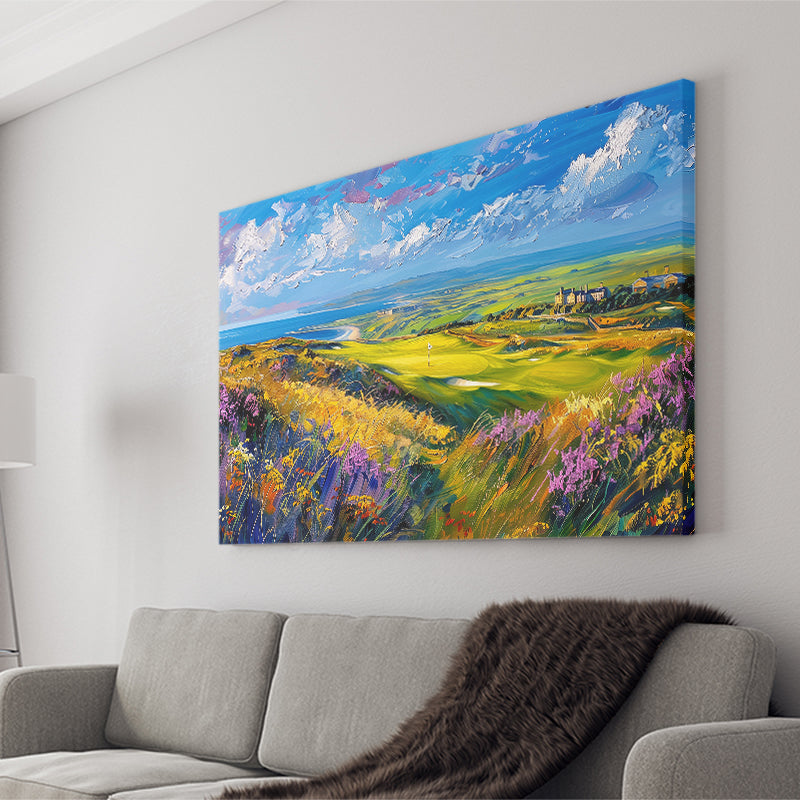 Acrylic Painting St. Andrews Golf Club Old Course, Golf Art Print, Gift for him, Canvas Prints Wall Art