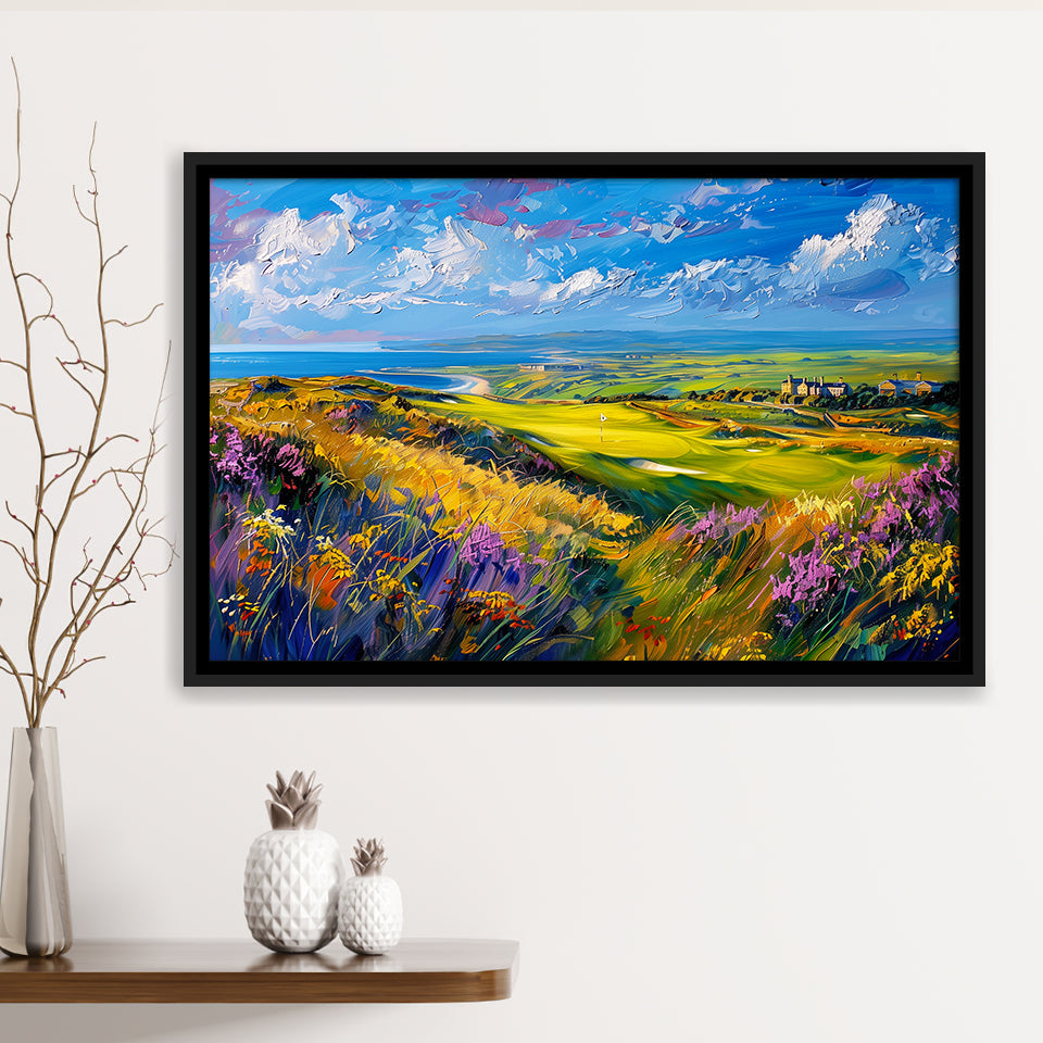 Acrylic Painting St. Andrews Golf Club Old Course, Golf Art Print, Gift for him, Framed Canvas Prints Wall Art