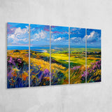 Acrylic Painting St. Andrews Golf Club Old Course, Golf Art Print, Extra Large 5 Panel, Canvas Prints Wall Art