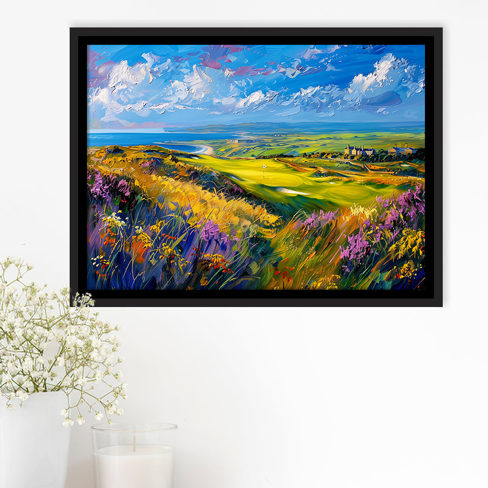 Acrylic Painting St. Andrews Golf Club Old Course, Golf Art Print, Gift for him, Framed Canvas Prints Wall Art