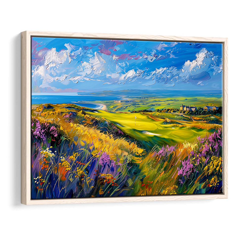 Acrylic Painting St. Andrews Golf Club Old Course, Golf Art Print, Gift for him, Framed Canvas Prints Wall Art