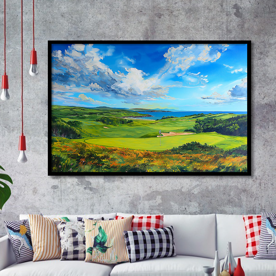 Acrylic Painting Turnberry Golf Club Alisa Course, Golf Art, Gift for him, Framed Art Prints Wall Decor