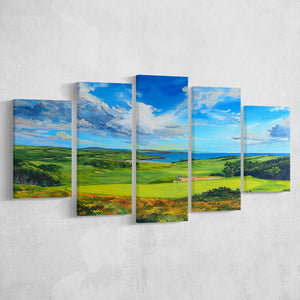 Acrylic Painting Turnberry Golf Club Alisa Course, Golf Art Print, Mixed 5 Panel, Canvas Prints Wall Art