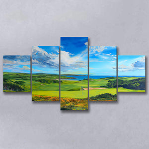 Acrylic Painting Turnberry Golf Club Alisa Course, Golf Art Print, Mixed 5 Panel, Canvas Prints Wall Art