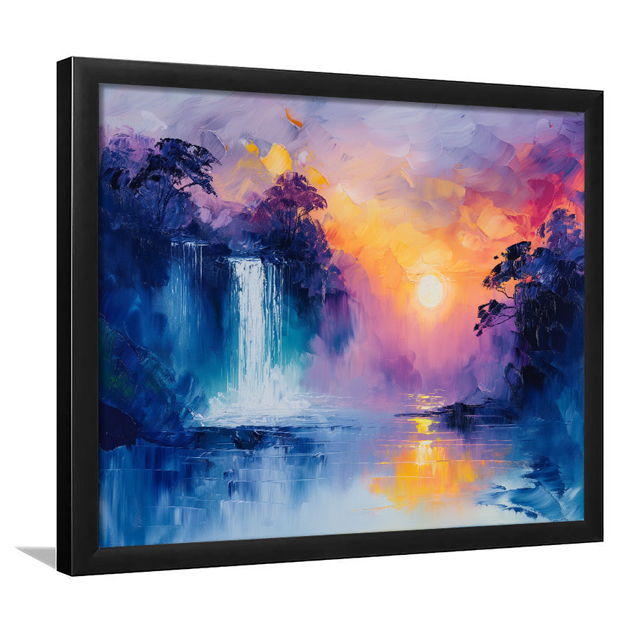 Acrylic Painting Waterfall In The Sunset, Painting Art, Framed Art Print Wall Art Home Decor