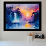 Acrylic Painting Waterfall In The Sunset, Painting Art, Framed Art Print Wall Art Home Decor