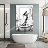 Adorable giraffe in Tub Printable Canvas Prints Wall Art, Bathroom kids art, Bathroom wall decor