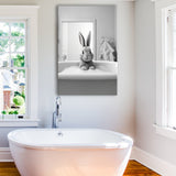 Adorable rabbit in Tub Printable Canvas Prints Wall Art, Bathroom kids art, Bathroom wall decor