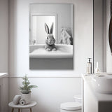 Adorable rabbit in Tub Printable Canvas Prints Wall Art, Bathroom kids art, Bathroom wall decor