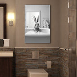 Adorable rabbit in Tub Printable Canvas Prints Wall Art, Bathroom kids art, Bathroom wall decor