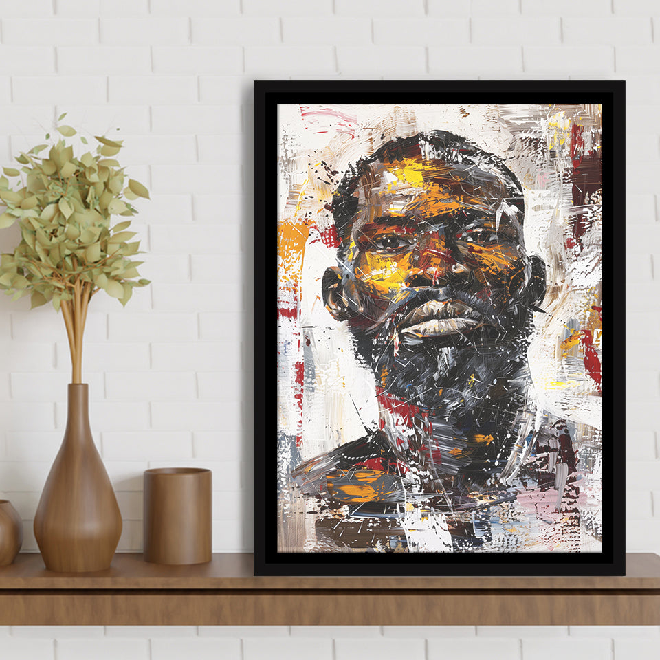 African American Man Portrait Painting, Framed Canvas Prints Wall Art Decor, Floarting Frame Painting Canvas Art