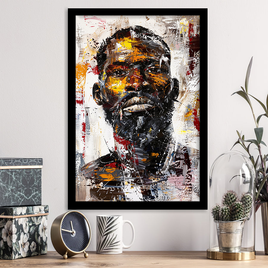 African American Man Portrait Painting, Framed Art Prints Wall Decor, Picture Framed Painting