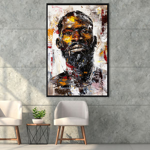 African American Man Portrait Painting, Framed Canvas Prints Wall Art Decor, Floarting Frame Painting Canvas Art