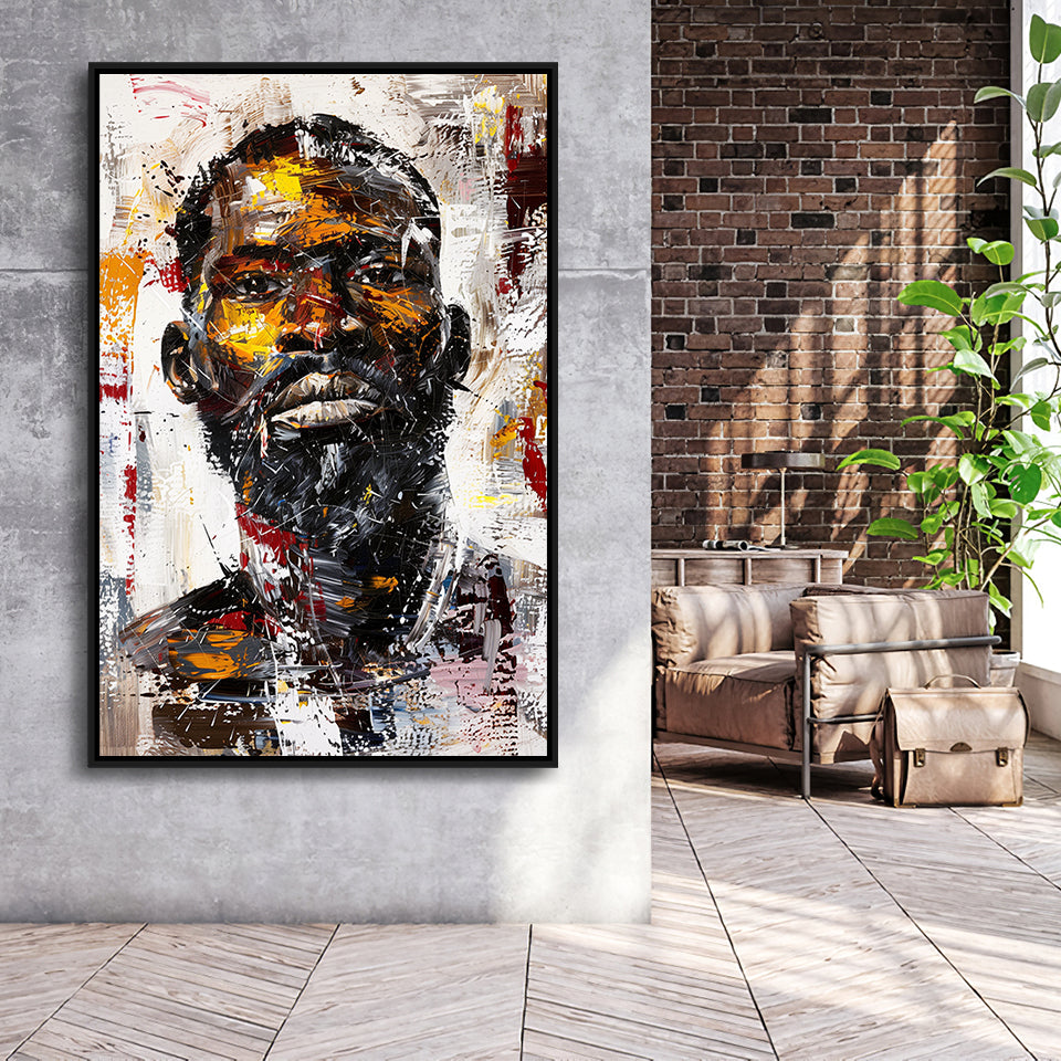 African American Man Portrait Painting, Framed Canvas Prints Wall Art Decor, Floarting Frame Painting Canvas Art