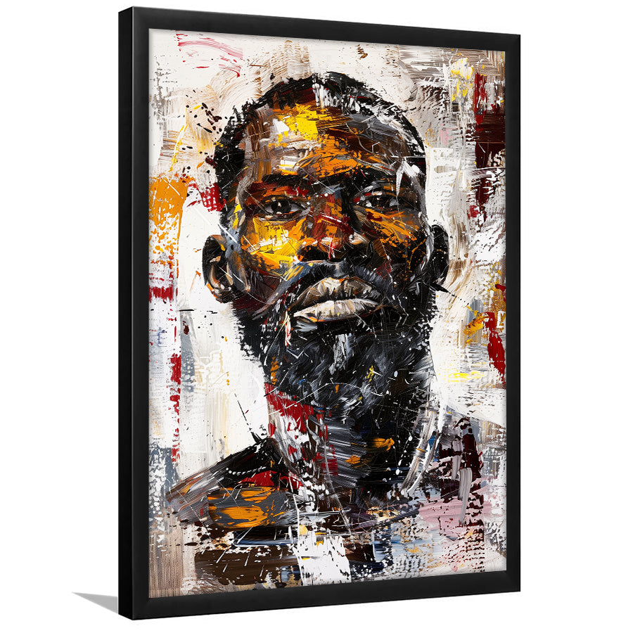 African American Man Portrait Painting, Framed Art Prints Wall Decor, Picture Framed Painting