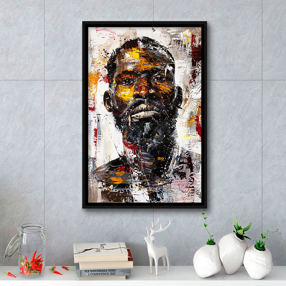 African American Man Portrait Painting, Framed Canvas Prints Wall Art Decor, Floarting Frame Painting Canvas Art