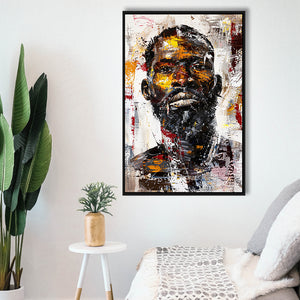 African American Man Portrait Painting, Framed Canvas Prints Wall Art Decor, Floarting Frame Painting Canvas Art