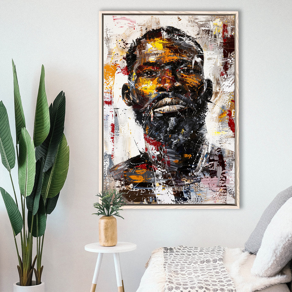 African American Man Portrait Painting, Framed Canvas Prints Wall Art Decor, Floarting Frame Painting Canvas Art