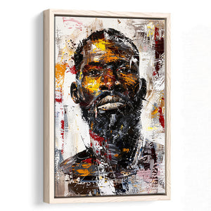 African American Man Portrait Painting, Framed Canvas Prints Wall Art Decor, Floarting Frame Painting Canvas Art