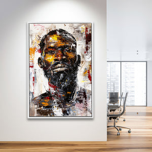 African American Man Portrait Painting, Framed Canvas Prints Wall Art Decor, Floarting Frame Painting Canvas Art