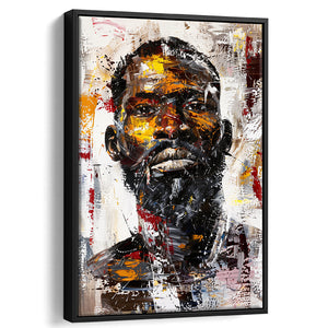 African American Man Portrait Painting, Framed Canvas Prints Wall Art Decor, Floarting Frame Painting Canvas Art